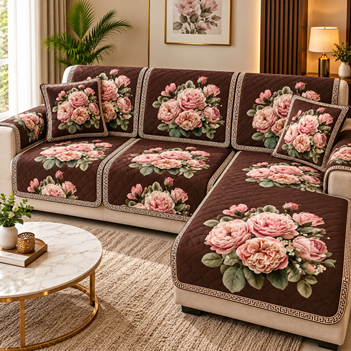 Sofa cover pink Rose Flower Bunch