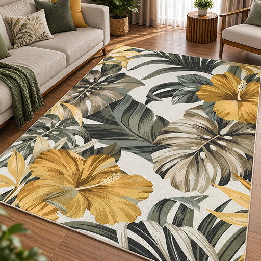7D carpet design monstera leaves