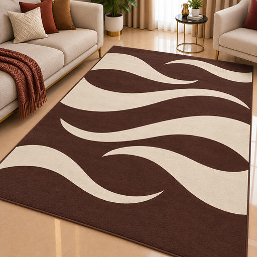7D carpet - neutral retro wavy pattern