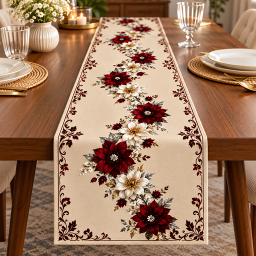 Runner mat design Poinsettia Floral