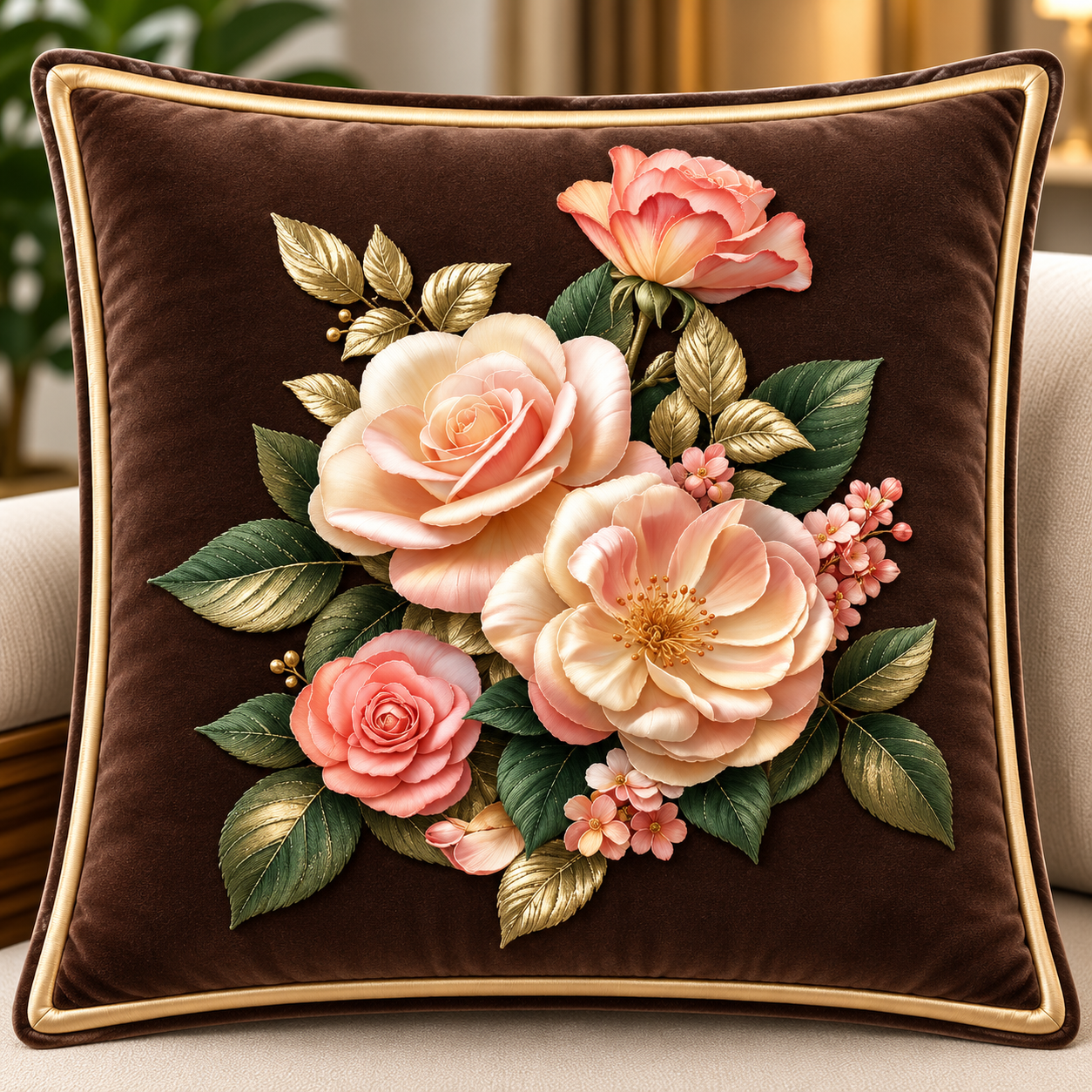 cusion cover design roses bouquet