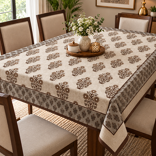 cotton table cover design Indian hand-block printed