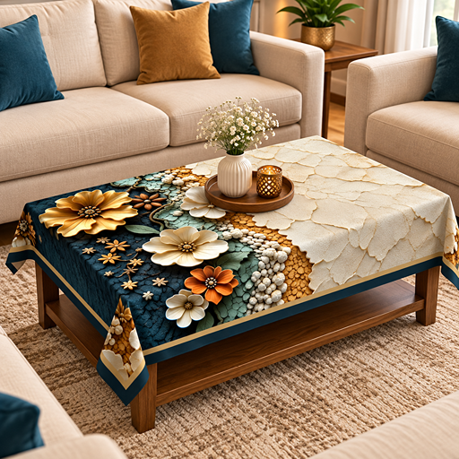 Table cover design 4 magnolia blooms