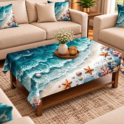 Table cover design beach view