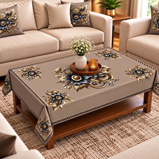 Table cover design hibiscus flowers gray color