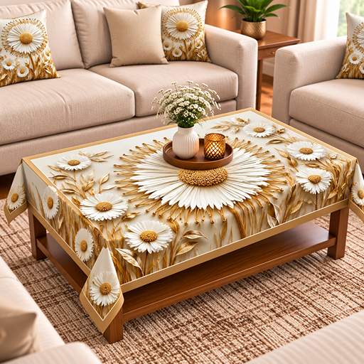 Table cover design daisies