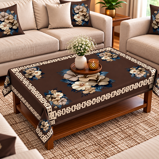 Table cover design hibiscus flowers at center