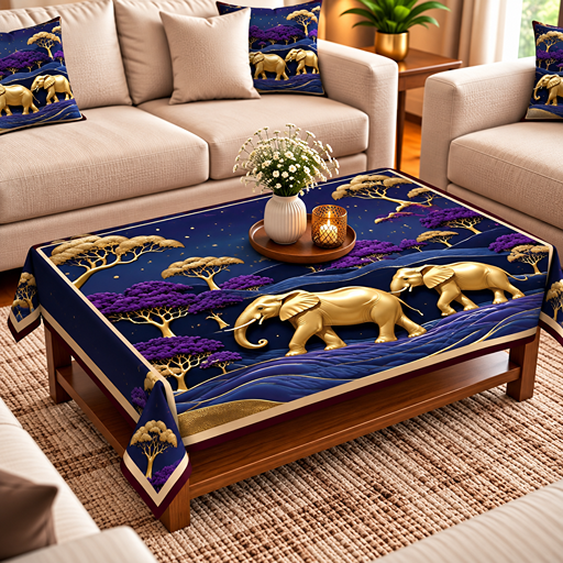 Table cover design 2 golden elephant