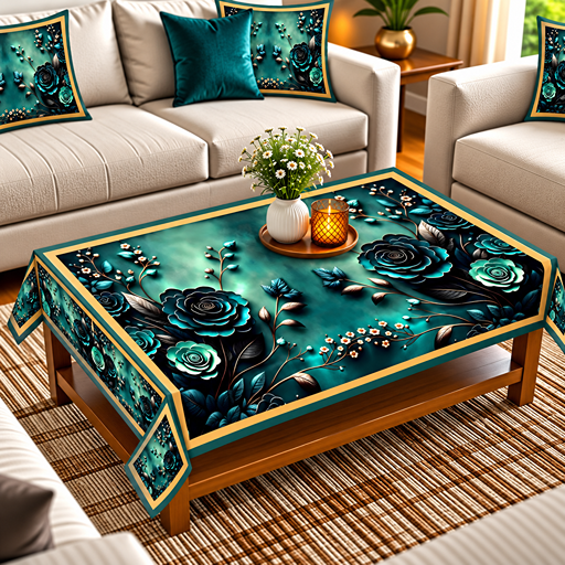Table cover design two black roses