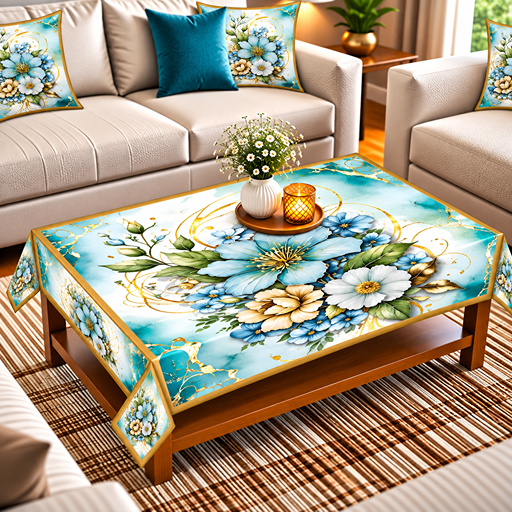 Table cover desgn center big flower