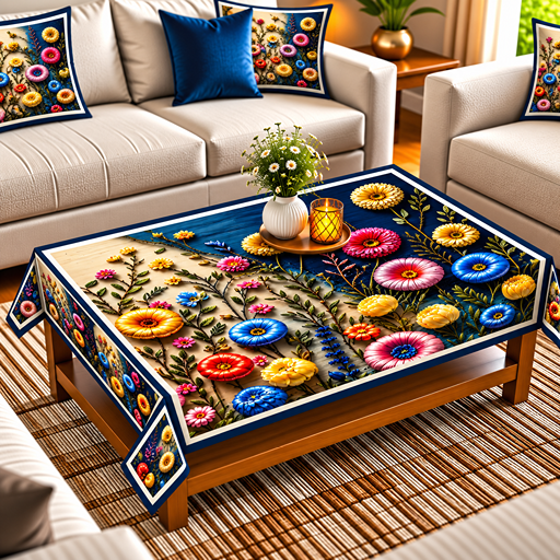 Table cover design-2 flowers