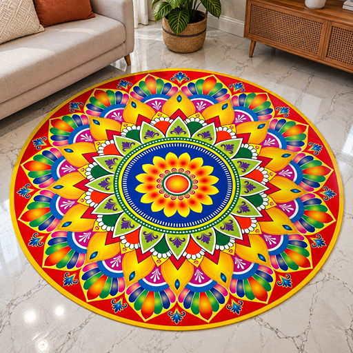 7D carpet design traditional Indian Rangoli design